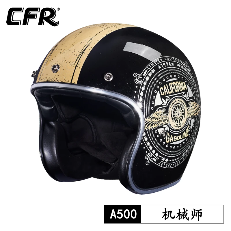 

Genuine Vintage CFR FiberGlass Open Face Motorcycle Helmet Men Retro Scooter Riding 3/4 Jet Casco Moto Capacete DOT ECE Approved