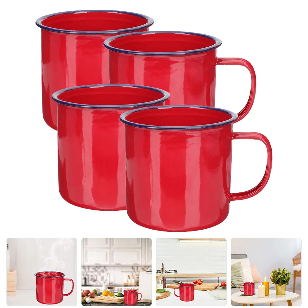 

4 Pcs Vintage Enamel Mug Porcelain Coffee Mugs Cup Household Cups Miss Water