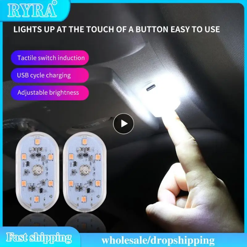 

Car Light Decorative Lamp Touch Light Car Interior Roof Reading Lamp Mini LED USB LED Night Light Car Door Roof Light