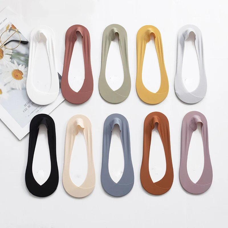 

2023 New Ladies Socks Summer Ultra-Thin Cotton Solid Color Simple Boat Socks Invisible Non-Slip Breathable Women's Short Socks