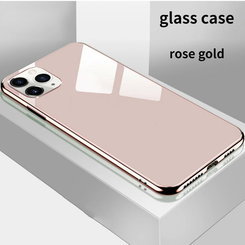 

Suitable for iphone13 Tempered Glass Phone Case 12 11 Promax Mini Electroplating Soft Edge XSMAX XR 8plus Protective Cover