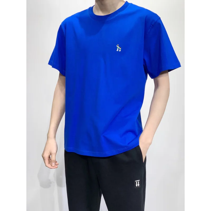 HAZZYS Summer Solid Color Gradient T-shirt White Background Paint Light Top Loose Short-sleeved Men's Trendy Fashion T Shirt