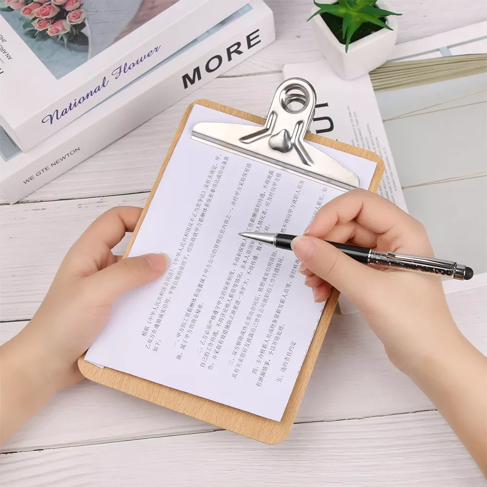 

1 PC A4 A5 Wooden Clipboard Writing Sheet Pad Storage Clips Folders Board Office Stationery Note Pads Restaurant Hotel Supplies
