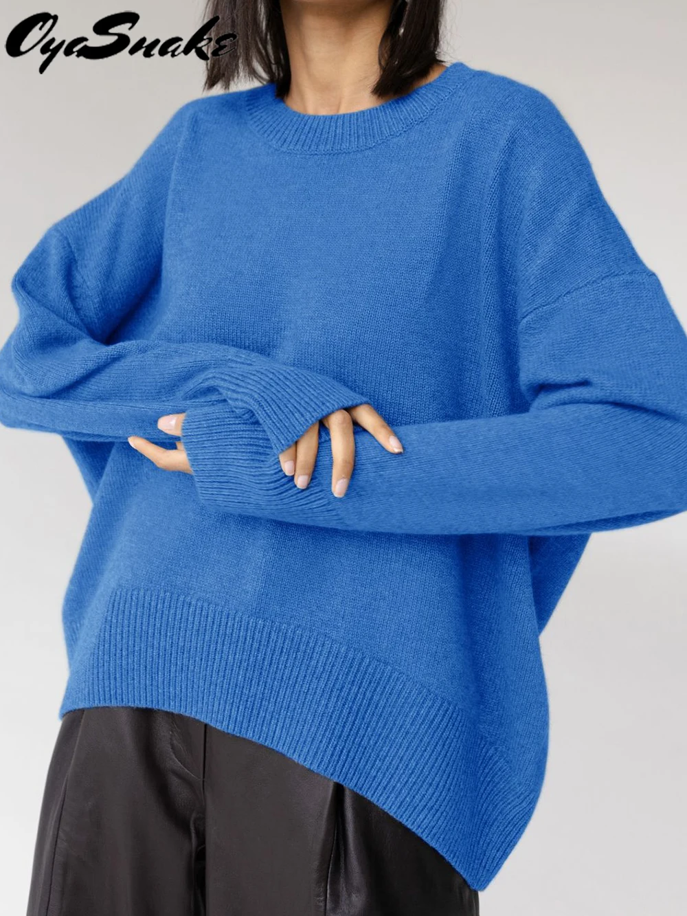 

Oyasnake O Neck Sweater Women Knitted Pullover Long Sleeve Casual Baisc Thick Jumpers Top Autumn Winter Hot
