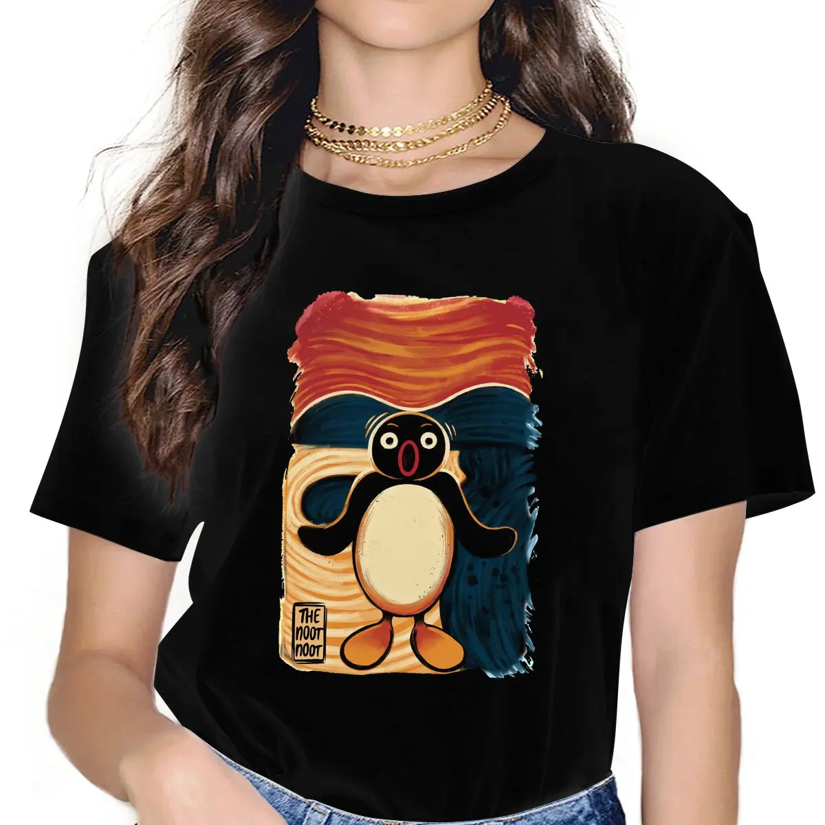 

Pingu Penguin Anime Noot Noot Scream Tshirt Homme Clothing Unisex Blusas Polyester T Shirt For Women