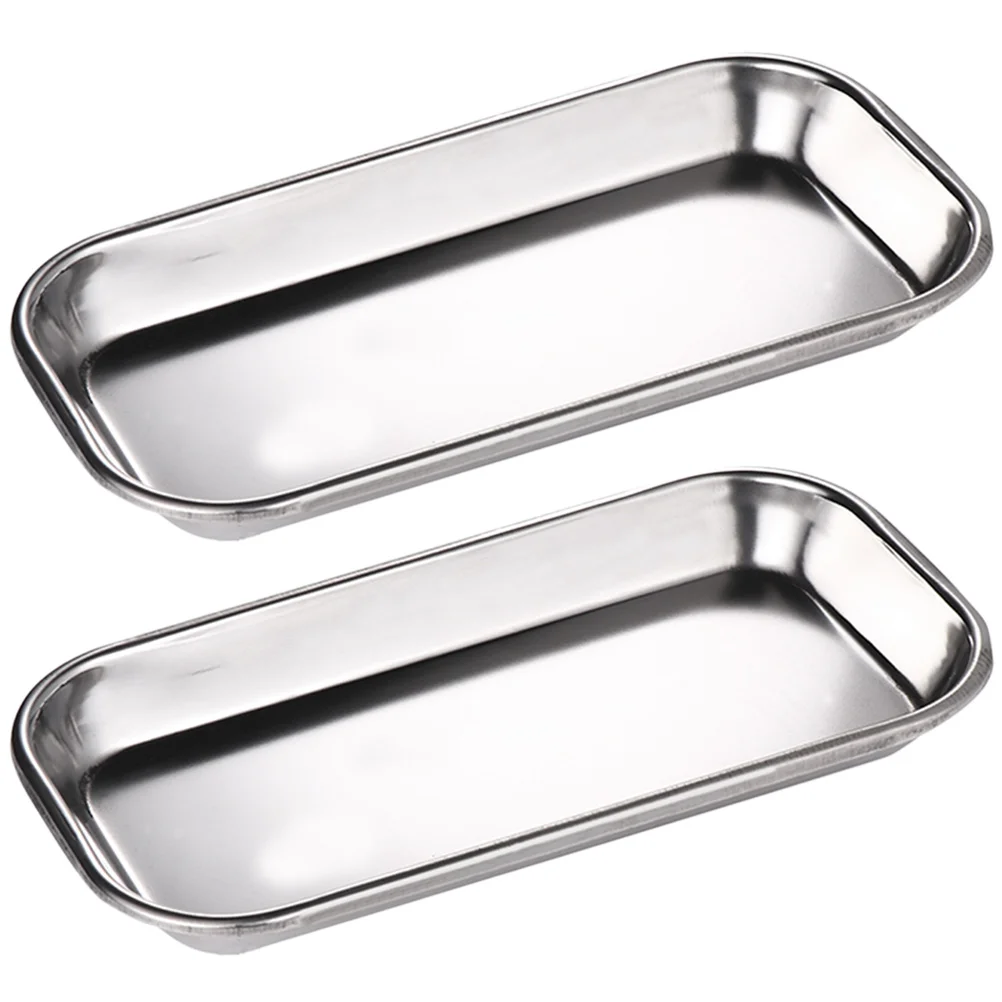 

2 Pcs Tray Nail Tool Jewelry Plate Dentistry Experiment Stainless Steel Clinical Instrument Trays
