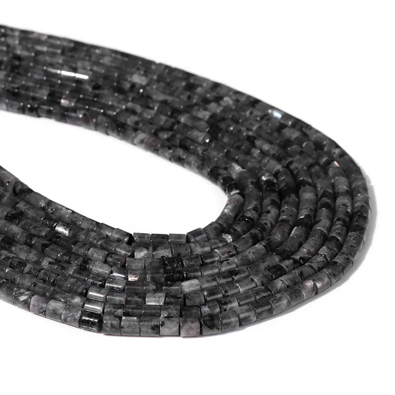 

Natural Black Gray Labradorite Bead 4mm Tube Column Shape Loose Spacer Stone Beads for Jewelry Making Bead Bracelets Necklaces