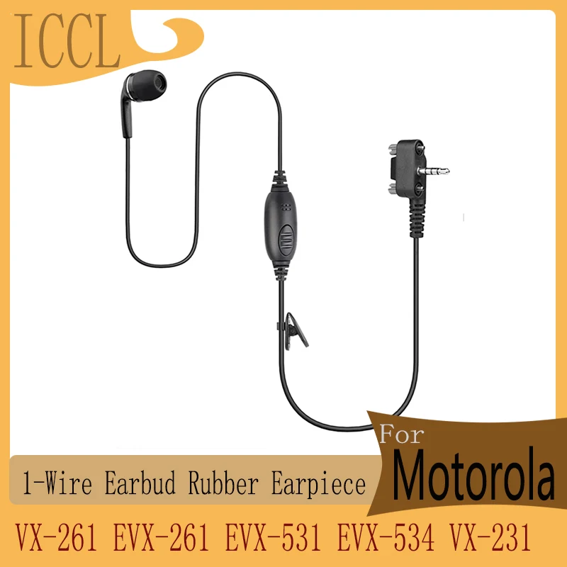 

Rubber Earpiece and Mic Headset, Compatible with Motorola Vertex Standard, VX-261, EVX-261, EVX-531, EVX-534, VX-231, 1 Wire