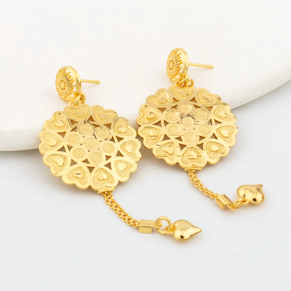 Korean Drop Earrings for Women Fashion Elegant Gold Color Classic Round Earrings Trendy Statement Exquisite Jewelry Gifts