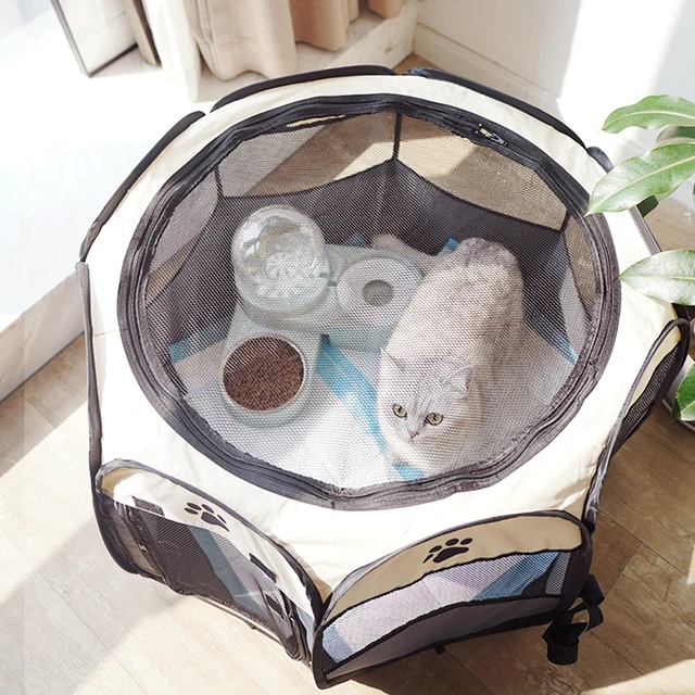 Portable Folding Pet Tent Dog House Octagonal Cage For Cat Tent Playpen Puppy Kennel Easy Operation Fence Outdoor Big Dogs House 4