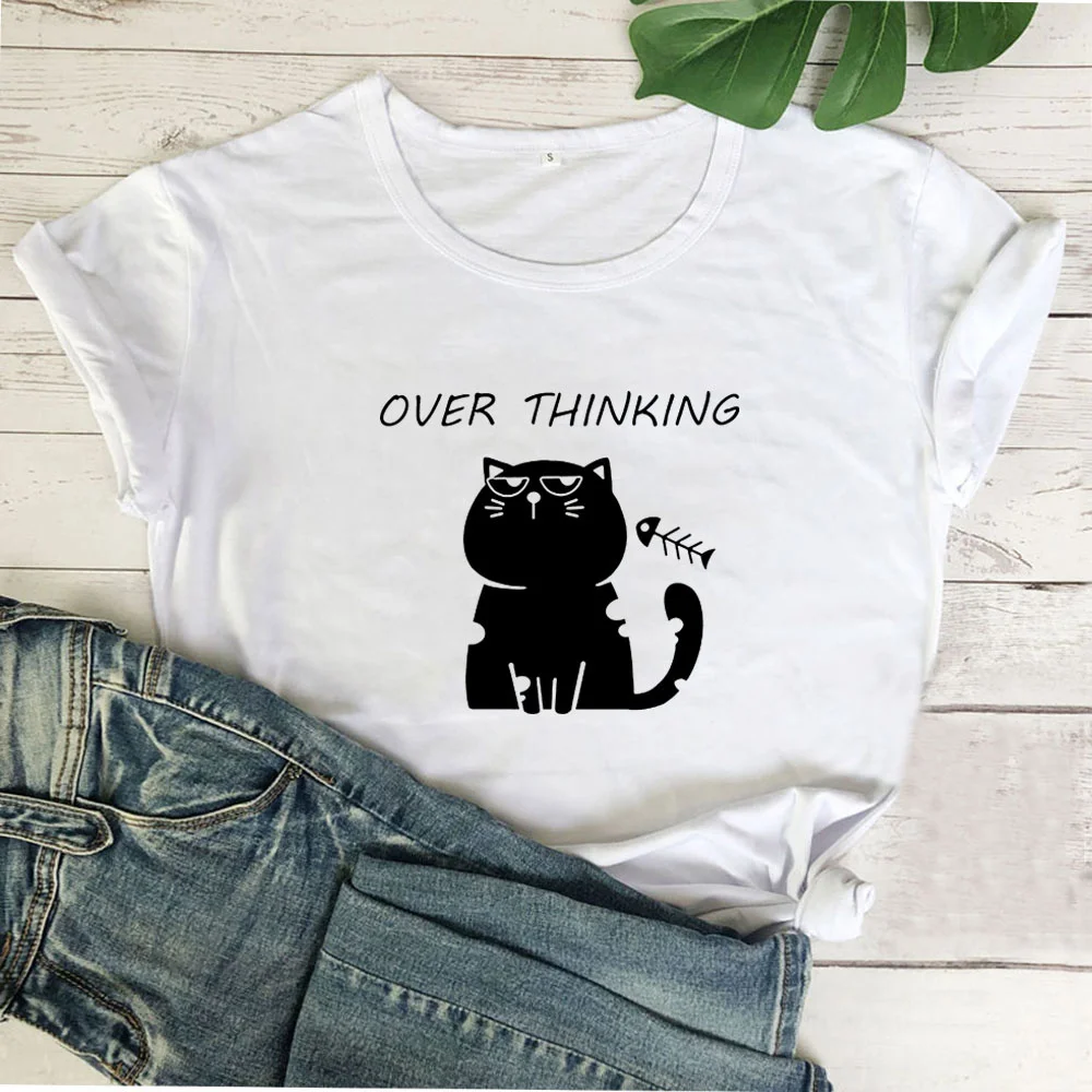 

Футболка Overthinking, женская футболка с коротким рукавом, Женский Топ
