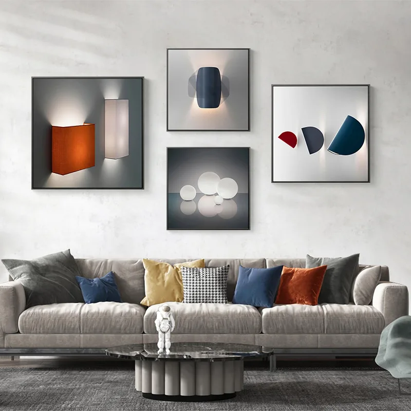 

Modern Decorative Painting Living Room Background Wall Mural Industrial Style Abstract Geometric Light and Shadow