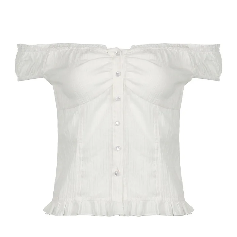 Французская женская кружевная рубашка с пузырьковым рукавом