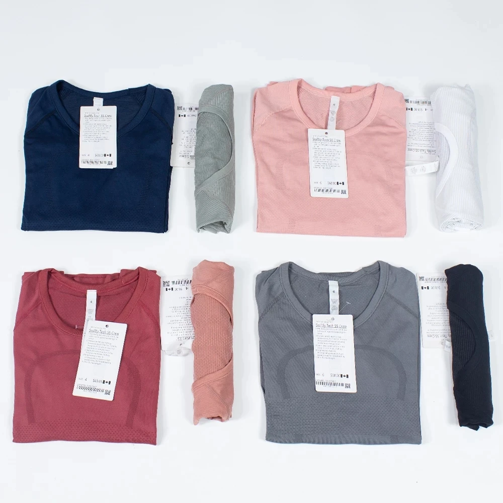 LuluWome New Section Sport Long Sleeves Nylon High Elastic Ice Silk Fabric Yoga Running Workout High-Elastic Sport T-shirt