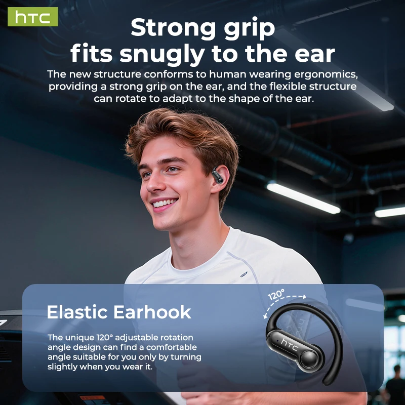 Беспроводные наушники HTC NE80 Bluetooth с LED-дисплеем, сенсорным управлением, открытой конструкцией, длительным временем автономной работы, для спорта (art.: 3920dbee8305f) - 3920dbee8305f