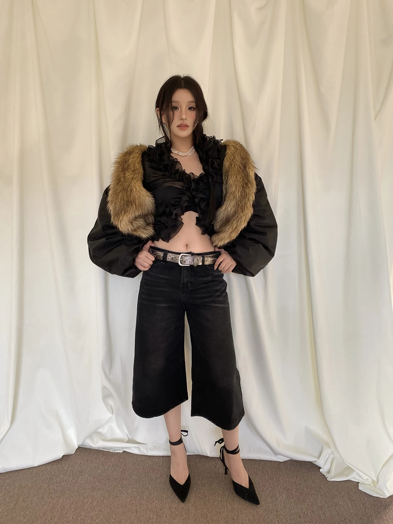 Женские джинсовые шорты REDDACHiC в стиле 90-х с эффектом потертости широкие брюки