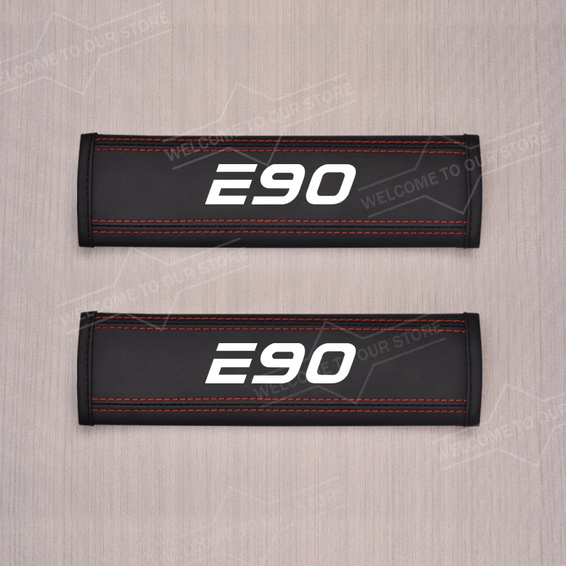

2 шт. автомобиль для E46 E39 E87 E30 E34 E92 E60 E61 E36 E90 E91 логотип подушка ремня безопасности кожаный ремень безопасности плечевые защитные накладки