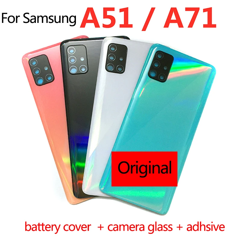 

Оригинальный чехол для телефона Samsung Galaxy A51 A515 A71 a715, задняя крышка аккумулятора, задняя крышка двери, панель, Крышка корпуса + объектив камеры