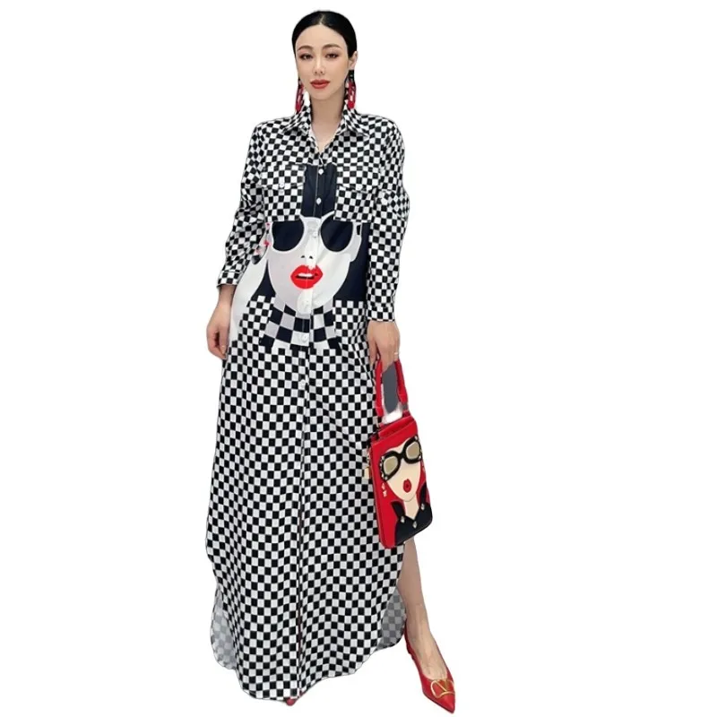 Новинка лета 2024 корейское модное платье-рубашка Vefadisa ZXF220B в клетку с