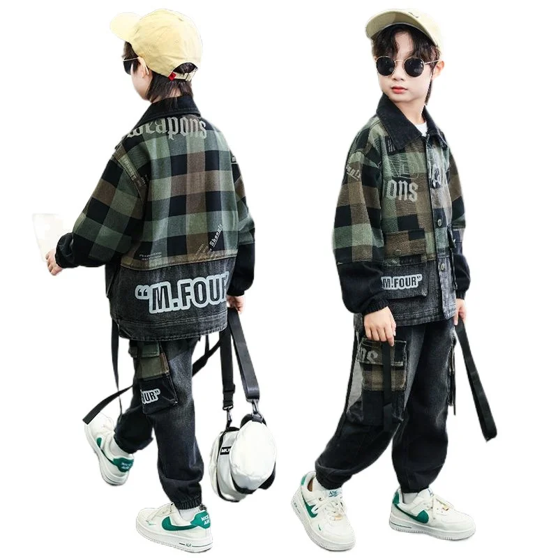 2 шт./комплект Детские хлопковые джинсы + штаны