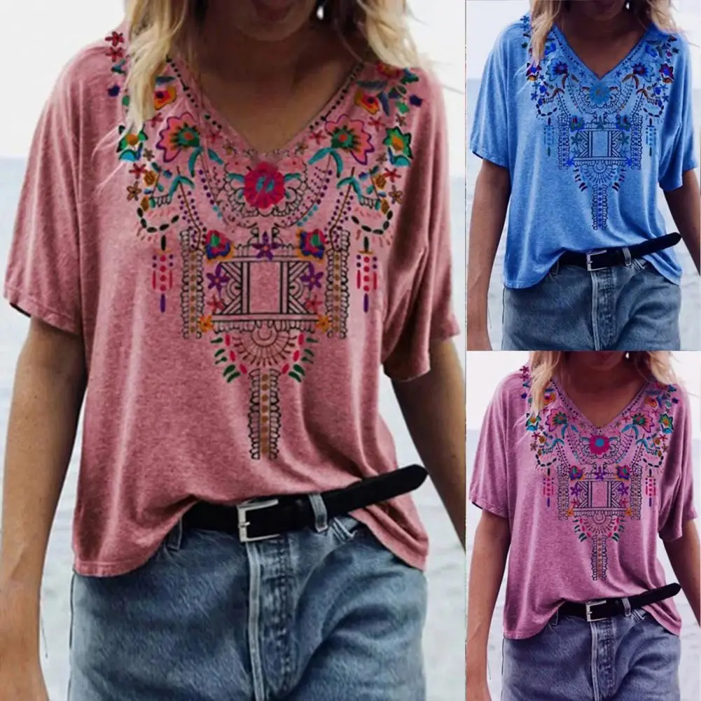 

Shink устойчивый шикарный пуловер в этническом стиле с принтом Топ дышащая Повседневная футболка стрейч для свидания