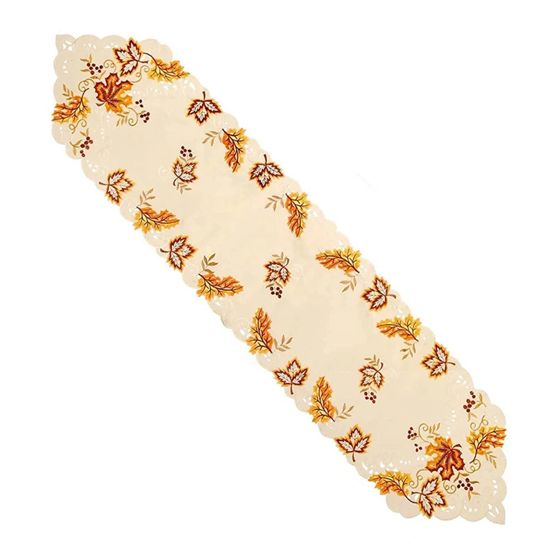 Скатерть с вышивкой в виде кленовых листьев для дома