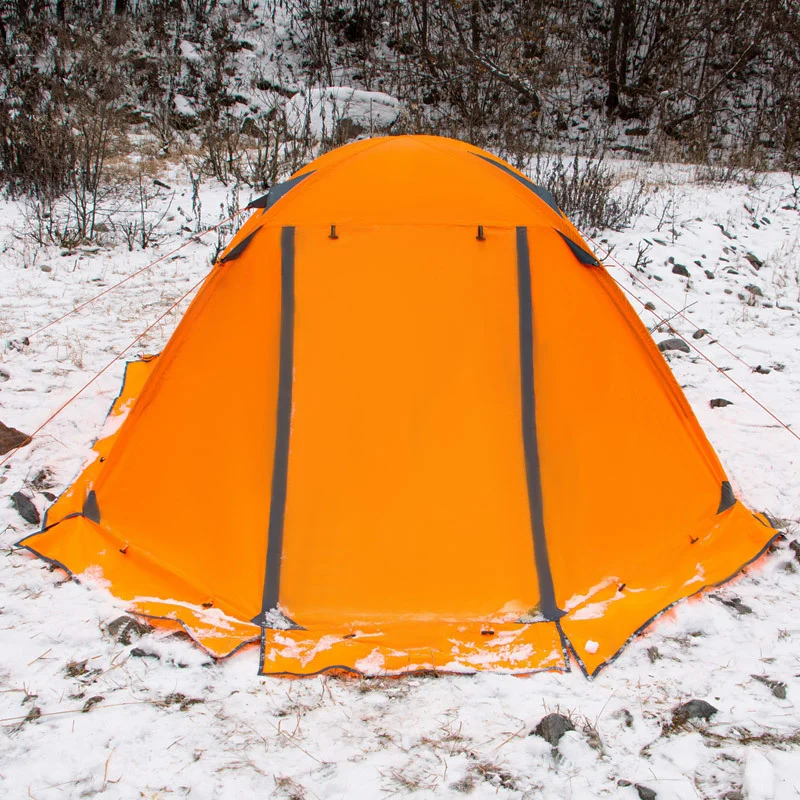 

High Quality 2-3 Person 4 Season Double Layer Aluminum Pole Waterproof Windproof Camping Tent With Snow Skirt Barraca