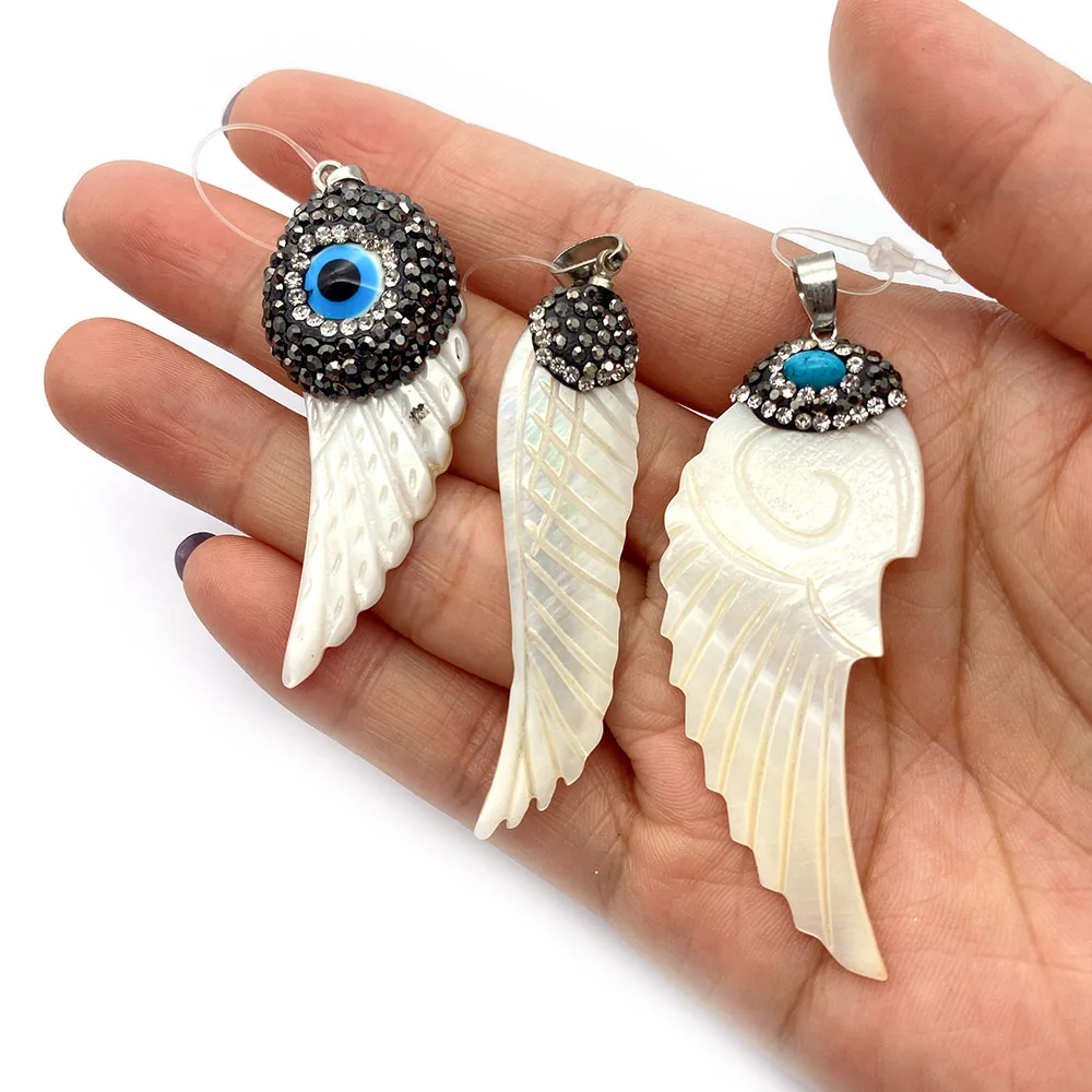 

Natural Freshwater Shell Wing Shape Carved Pendant 14-60mm DIY Make Charm Jewelry Necklace Earrings Accessorie for Men and Women