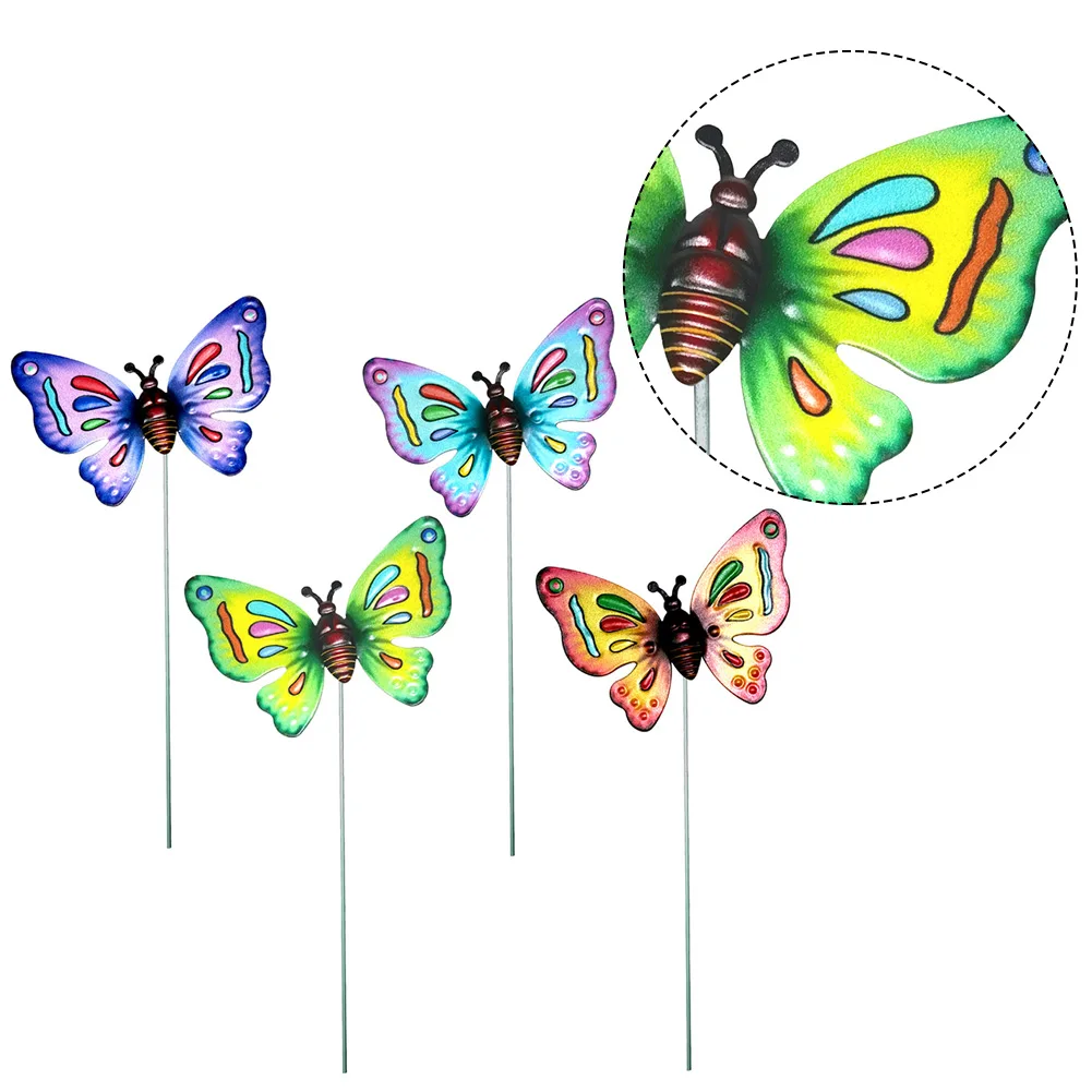 

4pcs PVC 3D Colorful Butterfly Stakes Outdoor Garden Pots & Planters Yard Decoration Flower Pot Arrangement Pots Butterflies