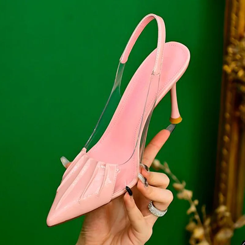 

2023 New Arrival PVC High Heels Pointed Toe Women Sandals Sexy Slippers Summer Transparent Stiletto Fashion Ladies Sandals