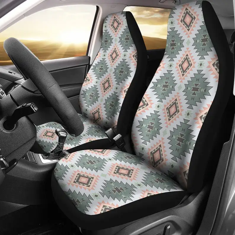 

Boho Pastel Colored Southwestern Tribal Pattern Car Seat Covers Set Ethnic, Aztec, Native Navajo Inspired