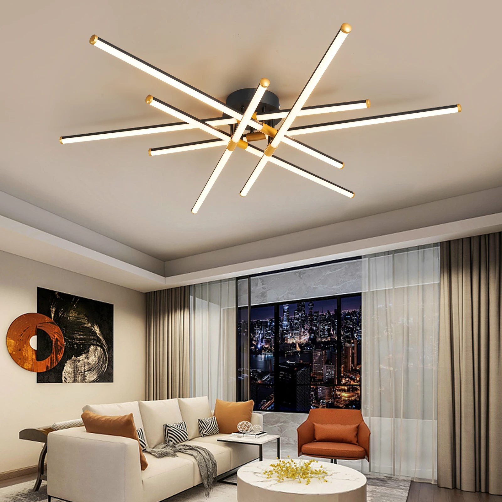 

Modern led Chandelier For Living Room Bedroom AC110-240V Chandeliers Fixtures Bluetooth Compatible with Alexa Google Home