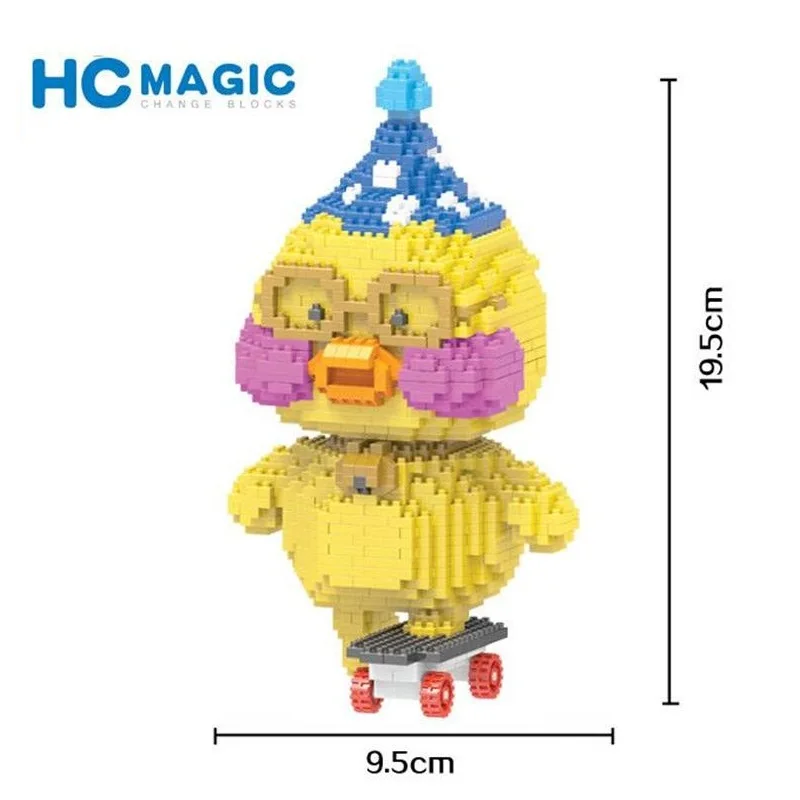 

HC Small Blocks Cute Cartoon Duck Building Toy Anime Auction Figures Micro Bricks Brinquedos for Children Gift Christmas Present