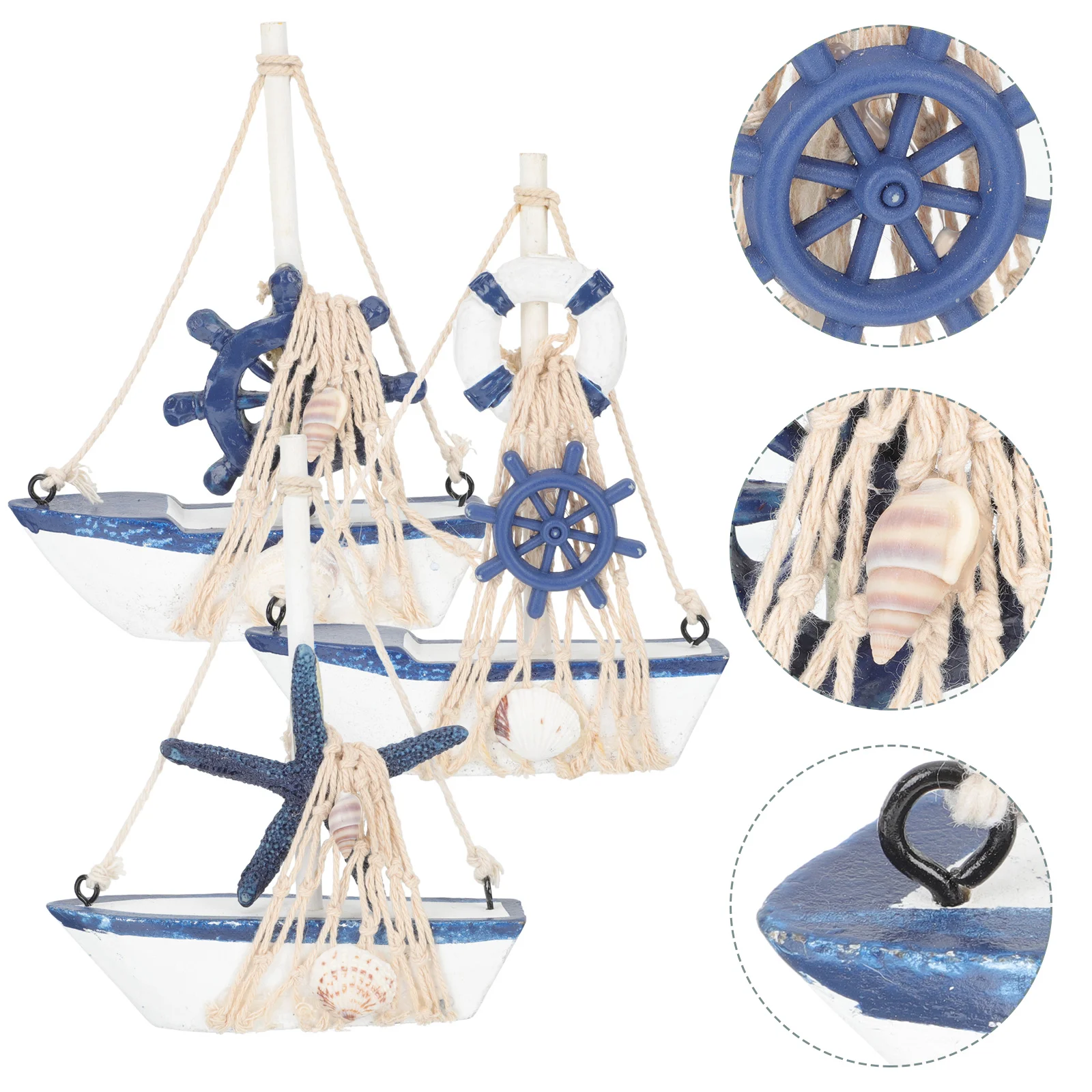 

Boat Nautical Sailing Wooden Sailboat Decor Ship Model Decoration Ornament Wood Beach Coastal Yacht Mini Mediterranean Tabletop