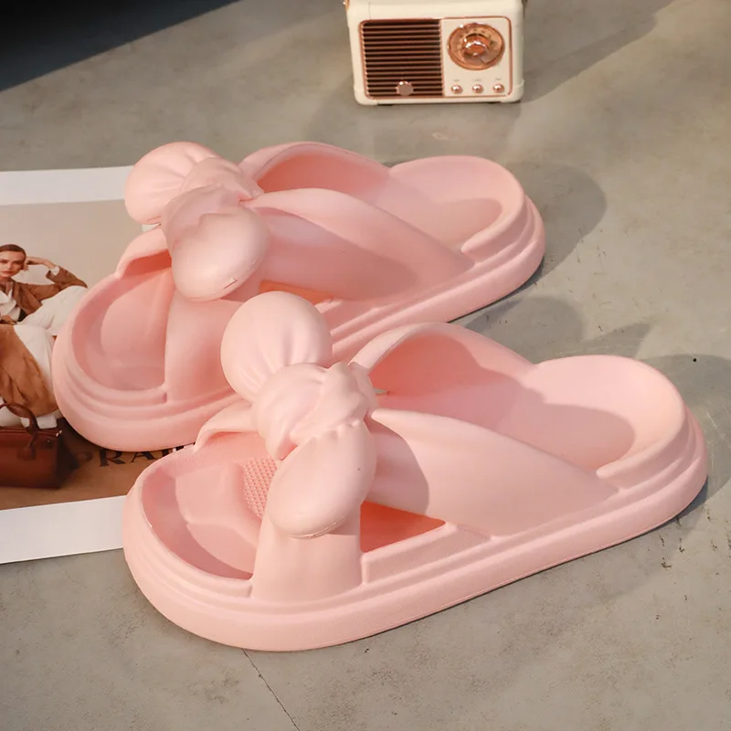 2023 Fashion Platform Bow Tie Design Women Slides Summer Leisure Women Slippers Outdoor Anti-slip Sandals Bathroom Woman Shoes