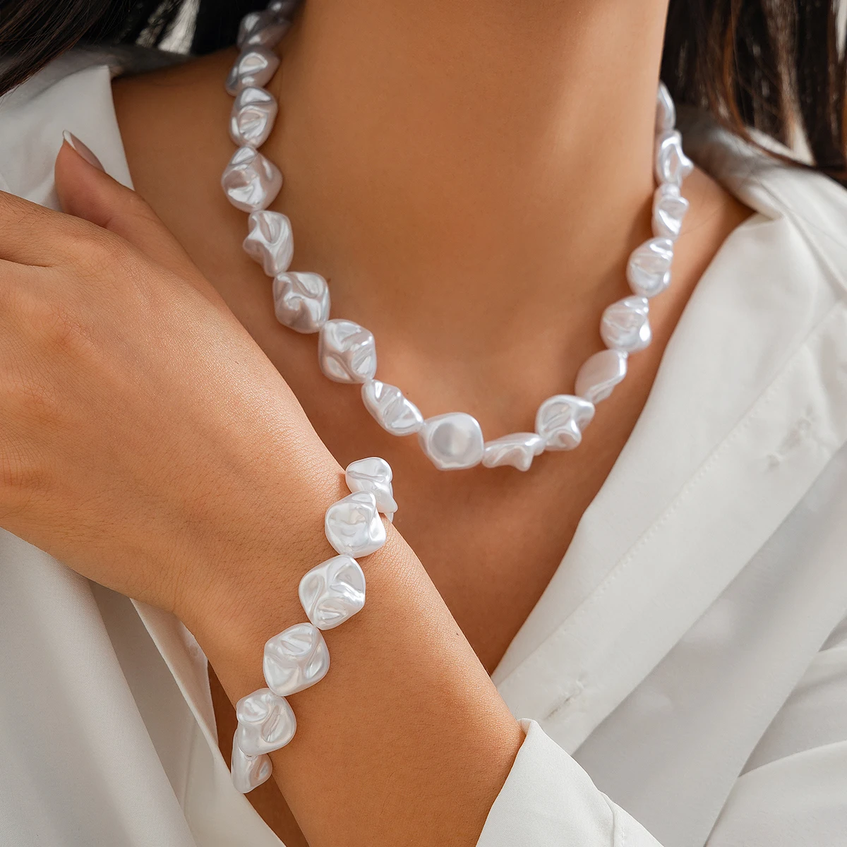 PuRui богемный полубарокко простой искусственный жемчуг Nceklace женский элегантный