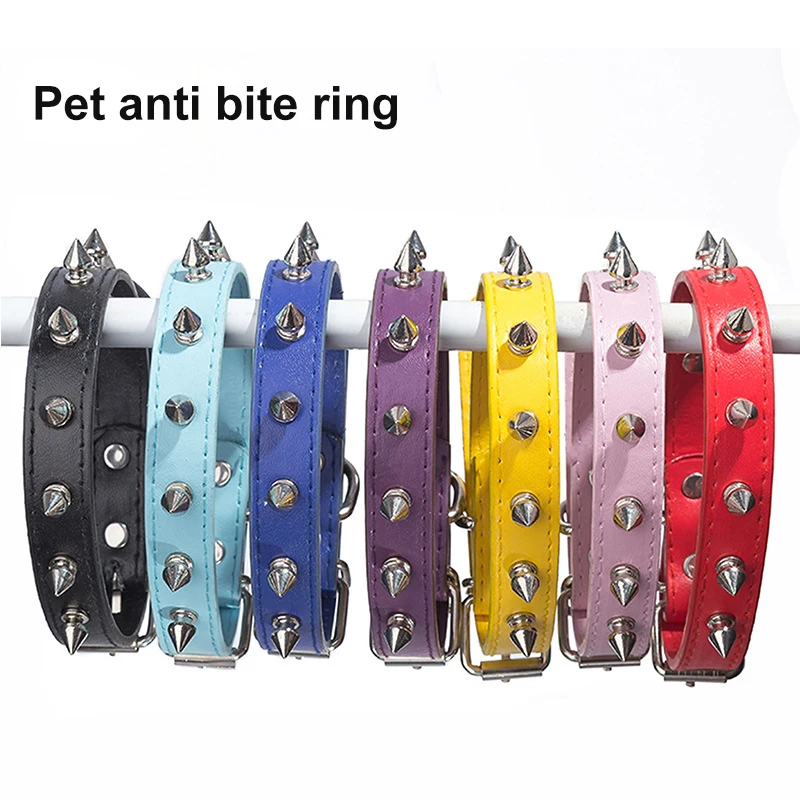 

Medium Rivets Collars Collar Studded Strap Spiked Pet For Anti-bite Neck Dog Products Pet Harp Dogs Leather Pu Large Small Size