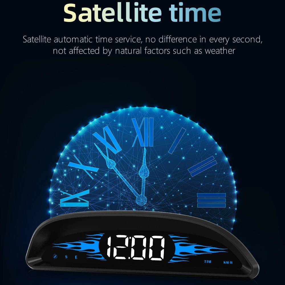 Универсальный автомобильный GPS-дисплей HUD цифровой спидометр с умными часами