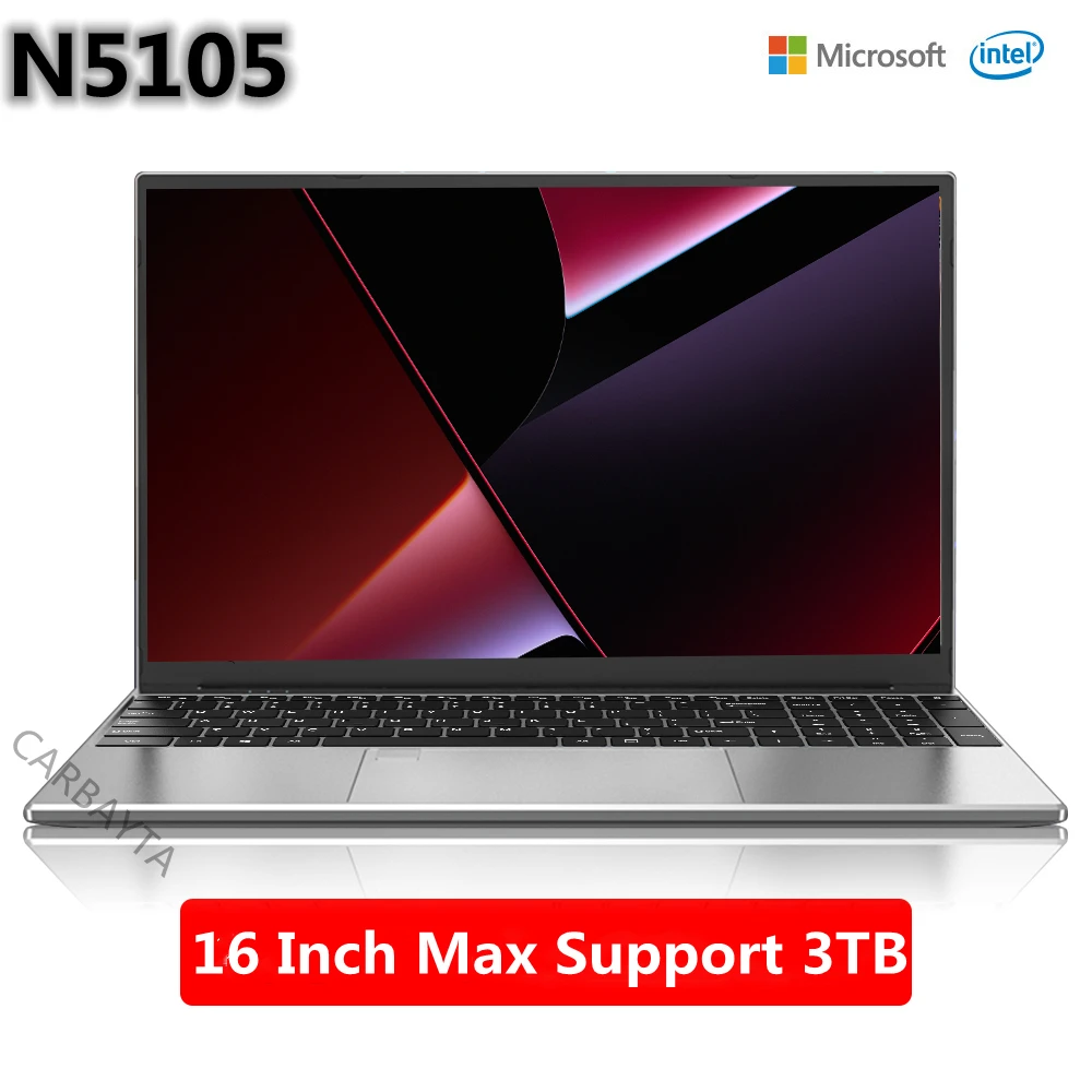 Laptop 16 Inch Intel Laptop 12th N5105 Windows 10 11 Pro  Ram 12GB Rom Max 3TB SSD Computer 2.4G 5G Wifi Bluetooth Gaming Laptop