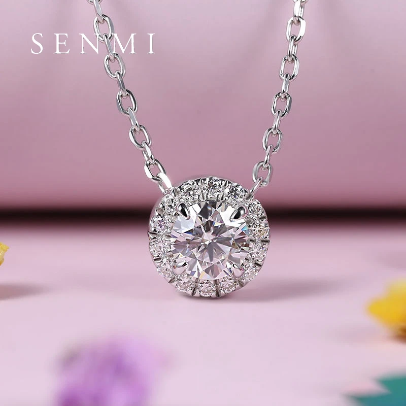 

SENMI Wholesale 0.5CT All Moissanite Diamond Pendant for Women Girls Classic Round S925 Sterling Silver Necklace Luxury Jewelry