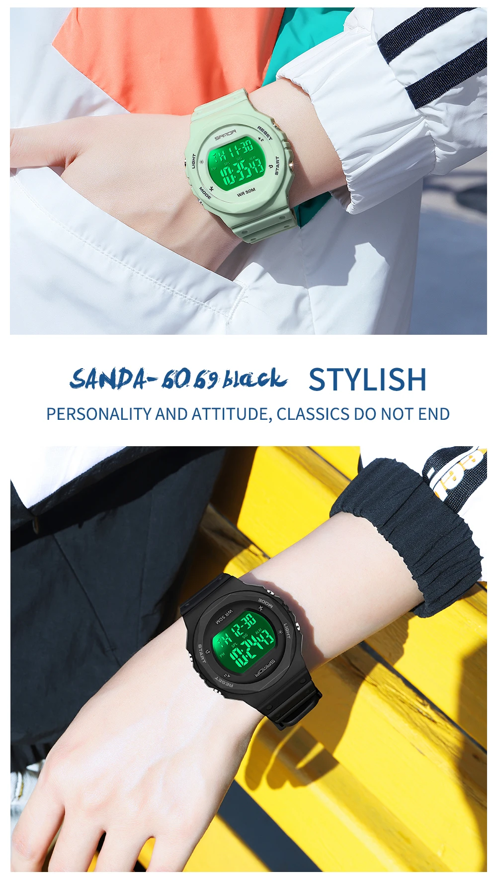 SANDA Fashion Brand Sports Women Watches LED Electronic Digital Waterproof Ladies Clock Female Wristwatch relogio feminino 6069 enlarge