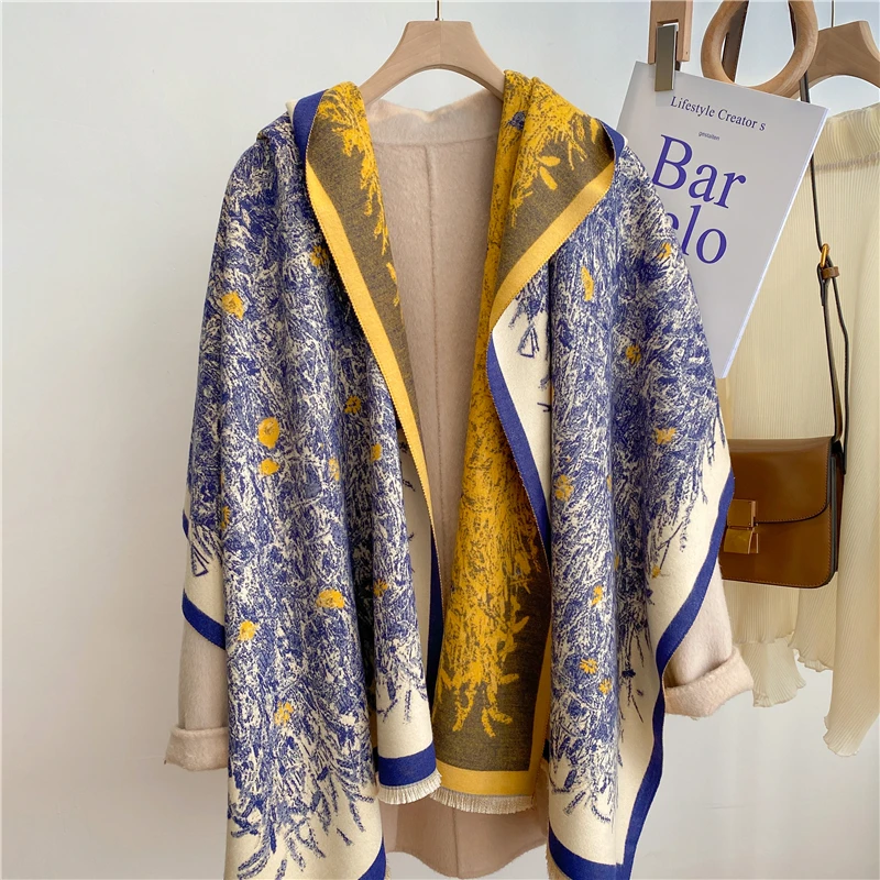 

Warm Cashmere Pashmina Scarf for Women Luxury Print Shawl Winter Wraps Bufanda Blanket Poncho Female Scarvaes Hijab Echarpe 2022