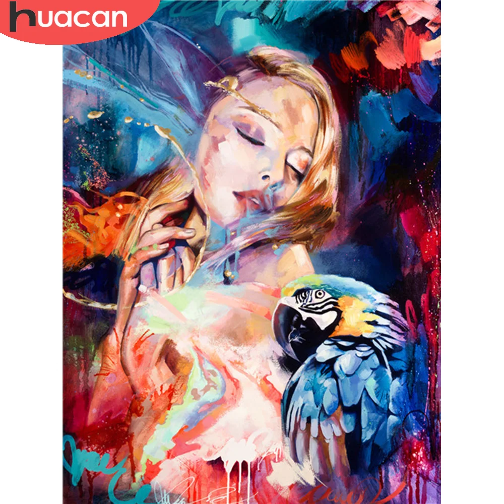 

HUACAN Full Square/Round Diamond Mosaic Woman Diamond Embroidery Painting 5D Set Portrait Creative Hobbies Home Decoration