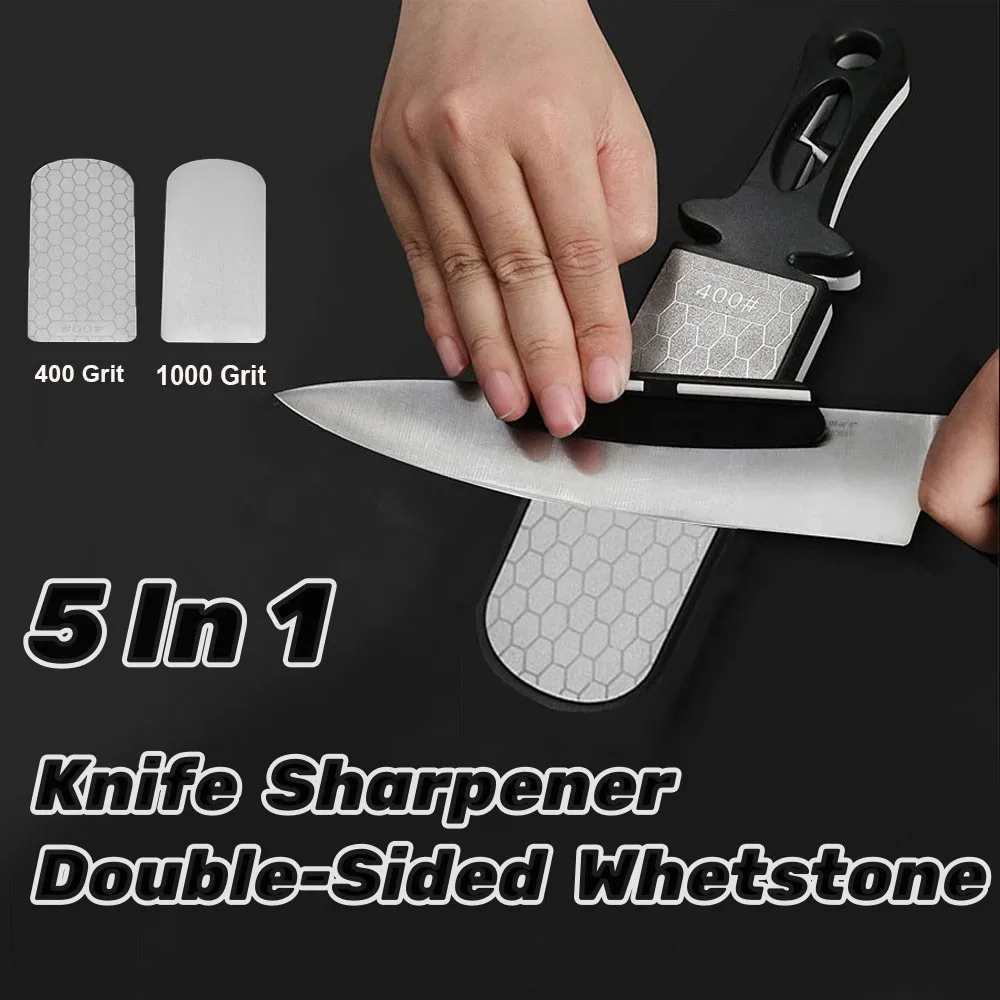 

5 In1 Knife Sharpener Diamond Bars 400/1000 Multi-Tool Kitchen Knives Tungsten Steel Ceramic Grinding Double-Sided Whetstone