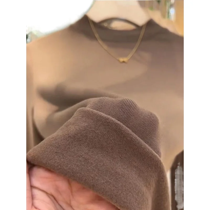 

Half-turtleneck modal undershirt women's autumn/winter plush T-shirt top