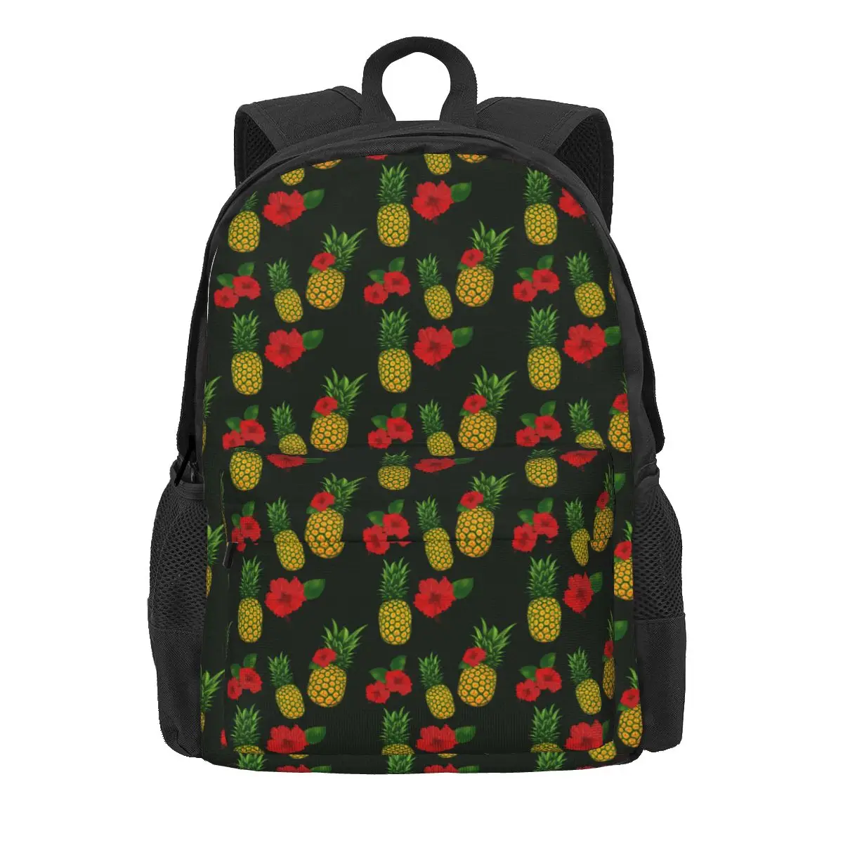 

Flower And Pineapple Fruit Women Backpack Classical Student School Bag Computer Mochila Boys Girls Waterproof Polyester Rucksack