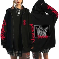 autumn winter zip coat hoodie fashion oversized sweatshirt 90s anime berserk cool long sleeve men harajuku punk jackets clothes