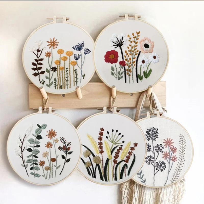 

Flower Embroidery Starter Kit DIY Cross Stitch Set for Beginner Plant Printed Sewing Art Craft Painting Home Decor ChristmasGift
