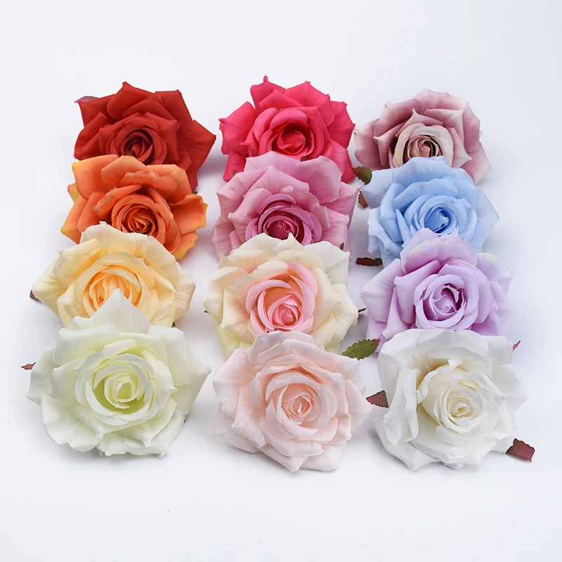 

100pcs Silk Roses Flowers Wall Bathroom Accessories Christmas Decorations for Home Wedding Cheap Artificial Plants Bride Brooch