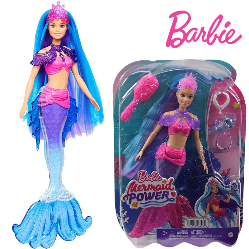 

In Stock Barbie 2022 New Genuine Barbie Mermaid Blue Water Elf Children's Toy Doll Girls Birthday Gift Model Toy
